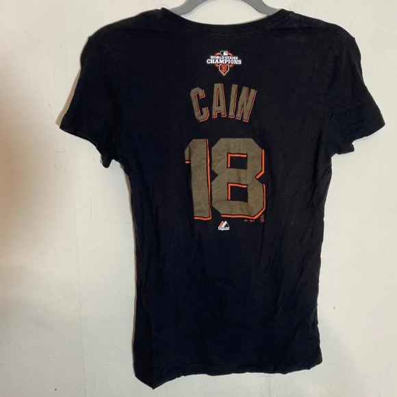 Majestic San Francisco Giants Matt Cain Gold World Series Shirsey 18 Shirt Sz M - Picture 1 of 4